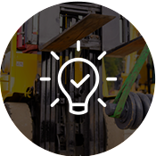 A Luminated Lightball with a checkmark, representing our expertise in excavator parts solutions.