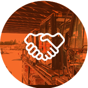 Handshake Icon representing service excellence with your excavator parts